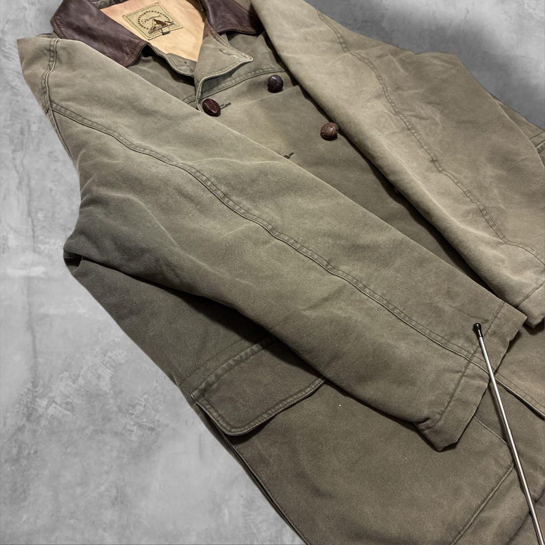Paramountスタジオ衣装ダック地コート XLレザーカラー 90s00s古着
