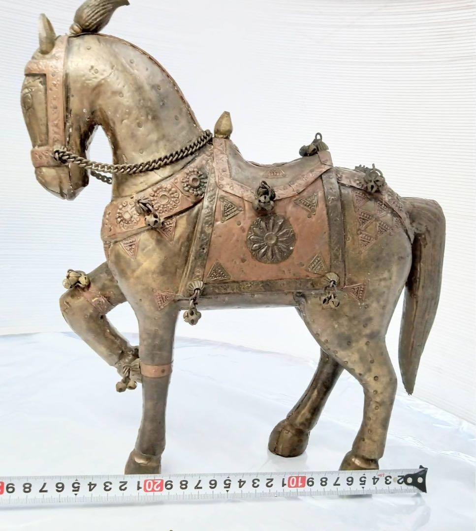 ヴィンテージ 馬 置物 騎馬 金属張り合わせ 精巧な造り インテリア 飾り 置物