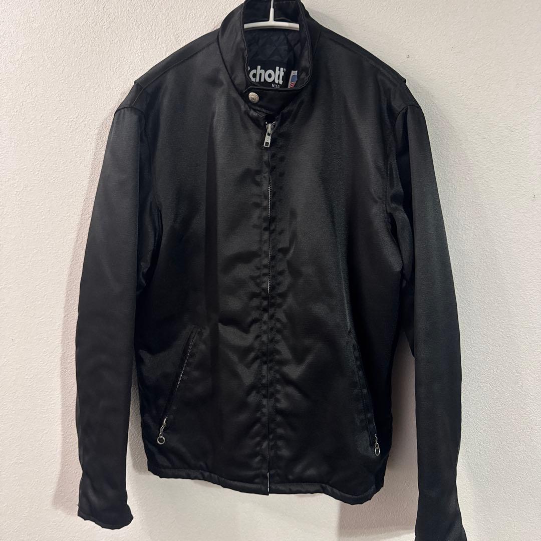 Schott シングルライダースジャケット サイズS ナイロンジャケット　黒