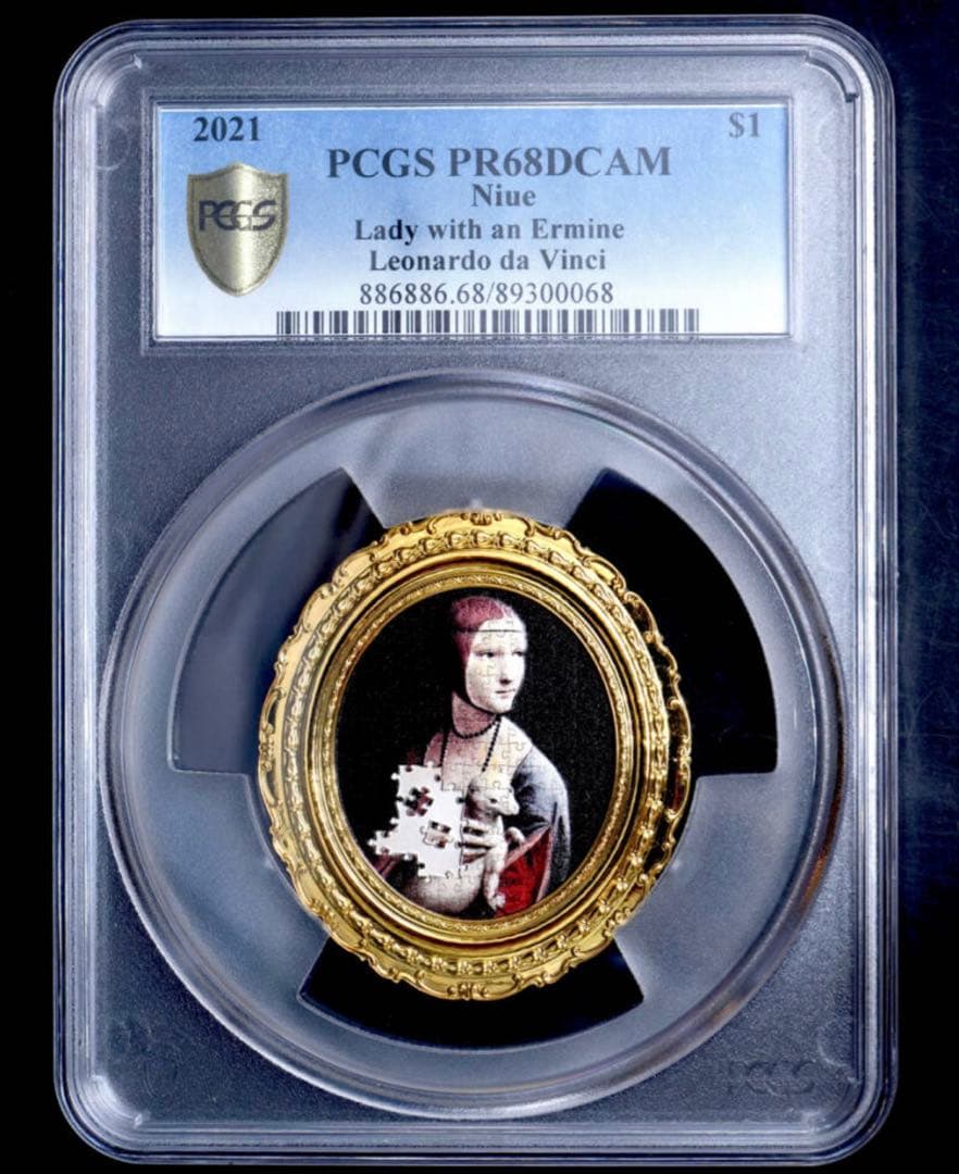 【希少】PCGS PR68 DCAM ニウエ 2021 ＄1 ダヴィンチ/貴婦人