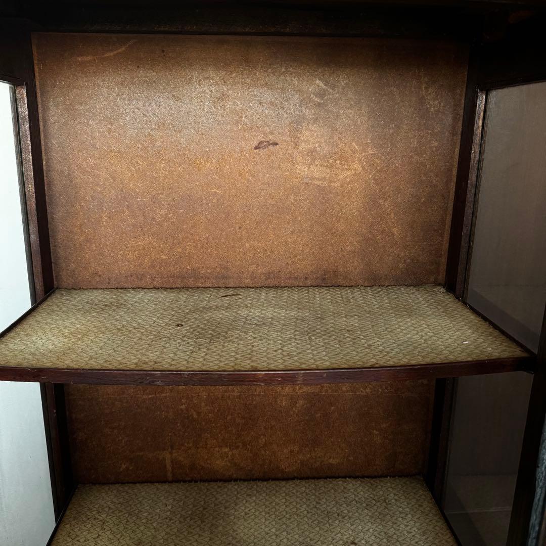 アンティーク　キュリオケース　キャビネット　コレクションケース　木製　ガラス　茶