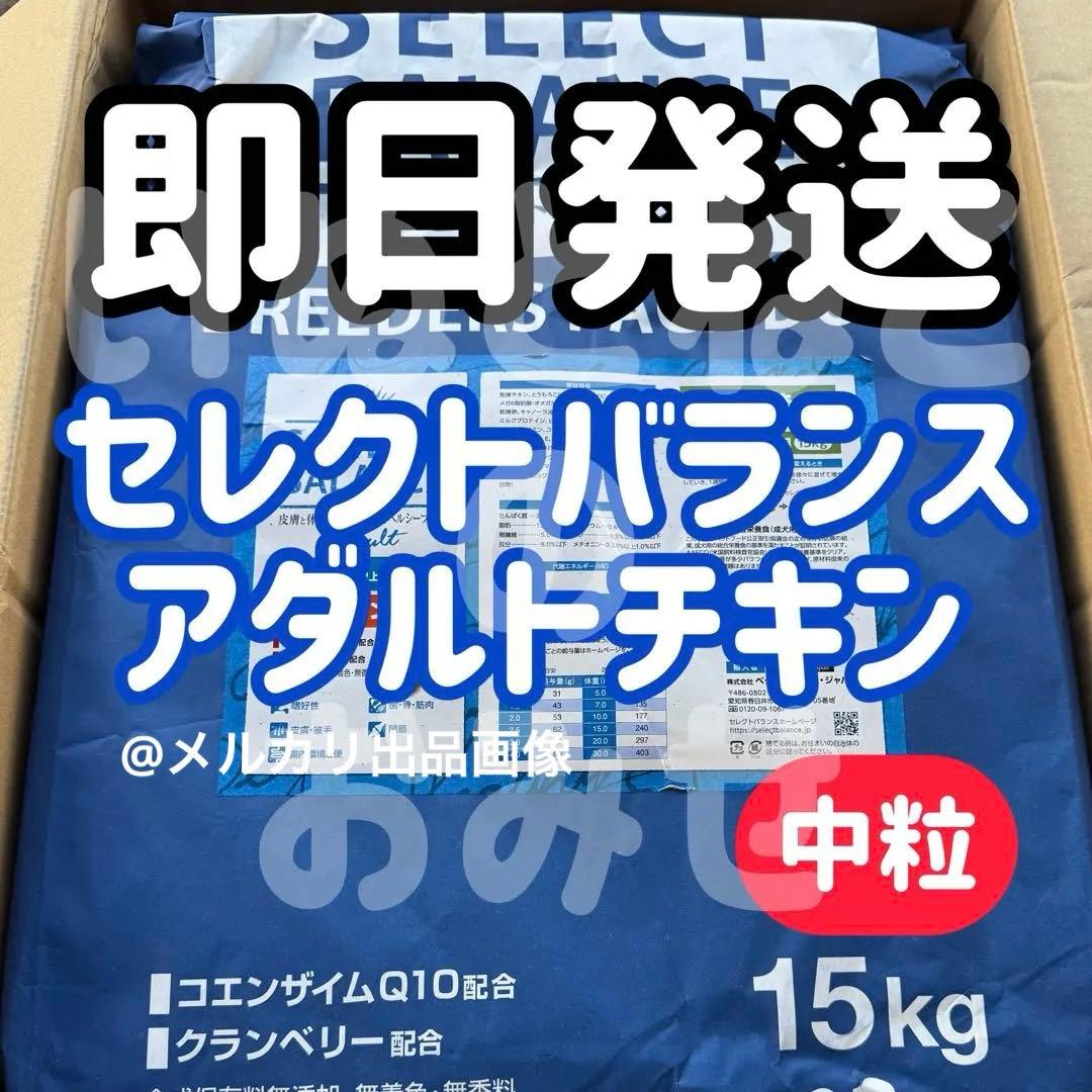 【中粒】15kgセレクトバランス アダルトチキン 1才以上の成犬用ドッグフード
