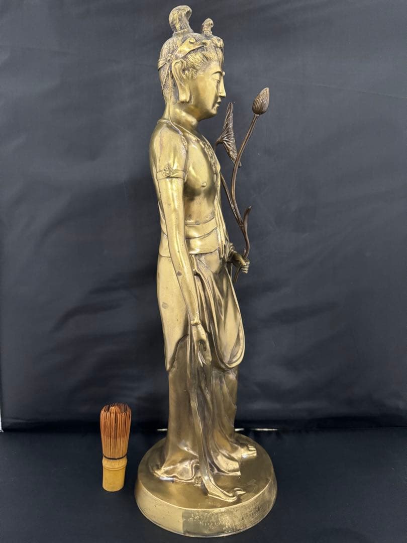 大型　観音 菩薩 銅製 仏像 彫刻 置物 開運 風水 骨董 古美術 アンティーク