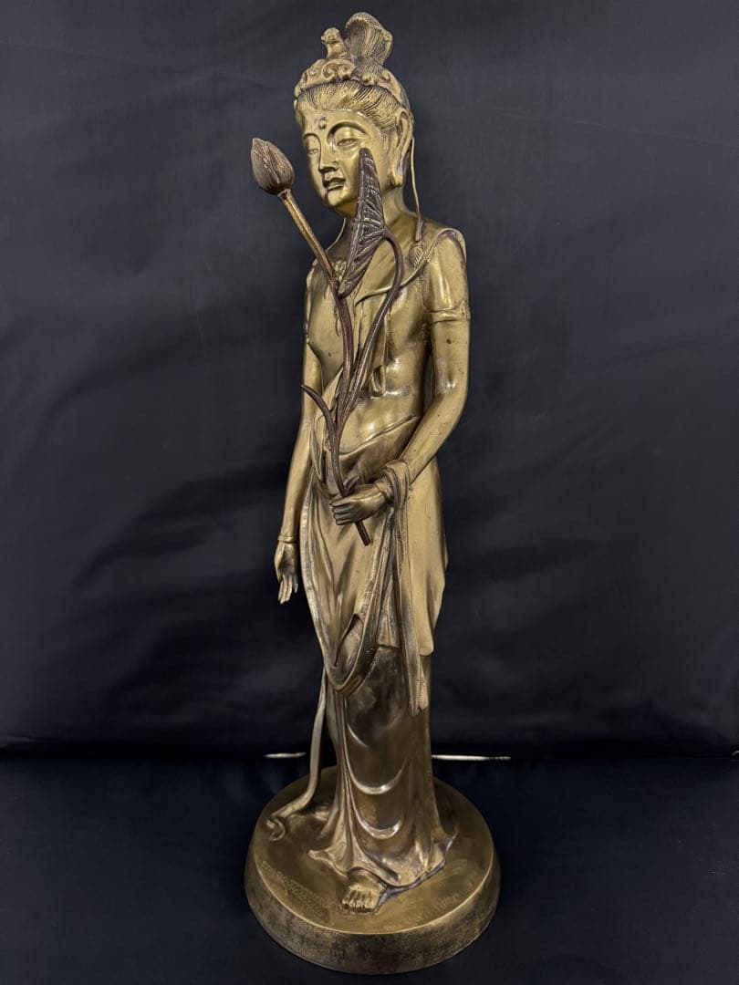 大型　観音 菩薩 銅製 仏像 彫刻 置物 開運 風水 骨董 古美術 アンティーク