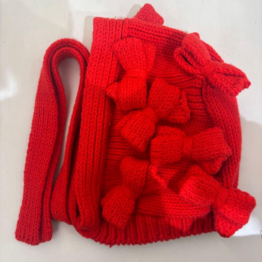 2025FW コムデギャルソンガール　フード　ニット帽　赤