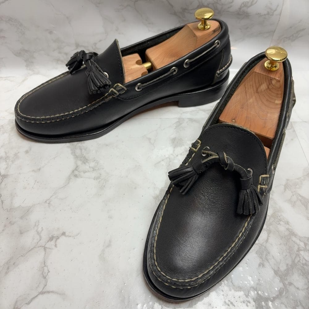 美品 USA製 RANCOURT&Co. タッセルモカシン ブラック 27-28