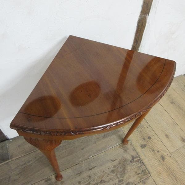 イギリス アンティーク 家具 コーナーサイドテーブル 猫脚 木製 6911d