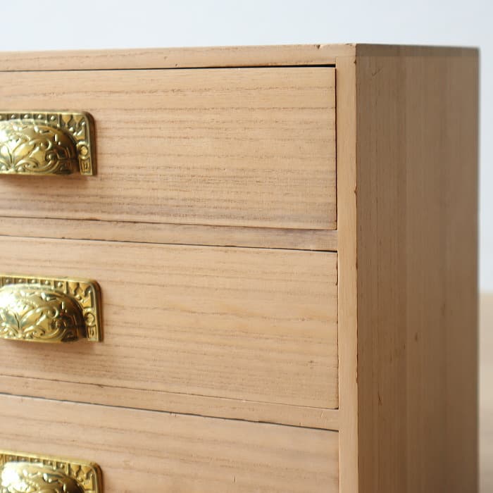 アンティーク 整理箱 タンス 古家具 キリ 引き出し3杯 無塗装