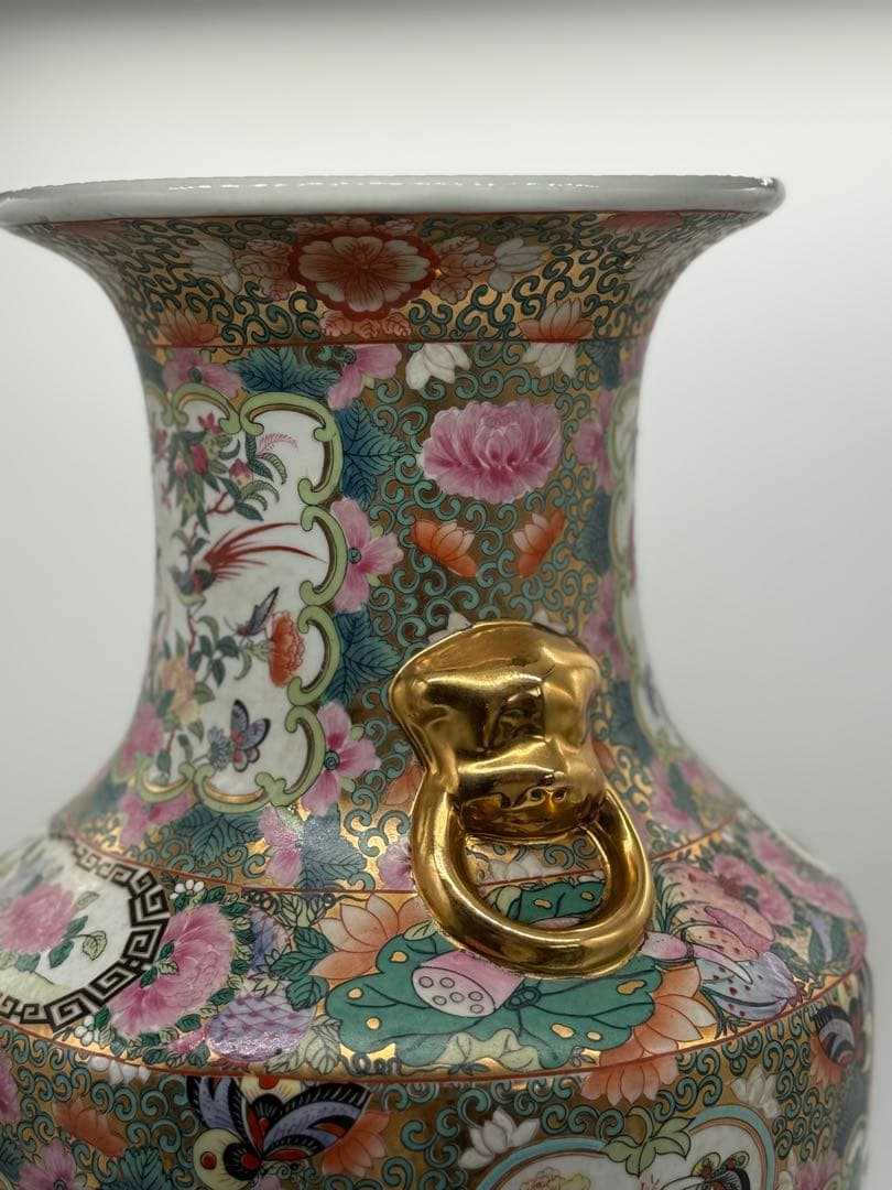 中国　粉彩　人物紋大瓶　大清乾隆年製銘　送料込み250609