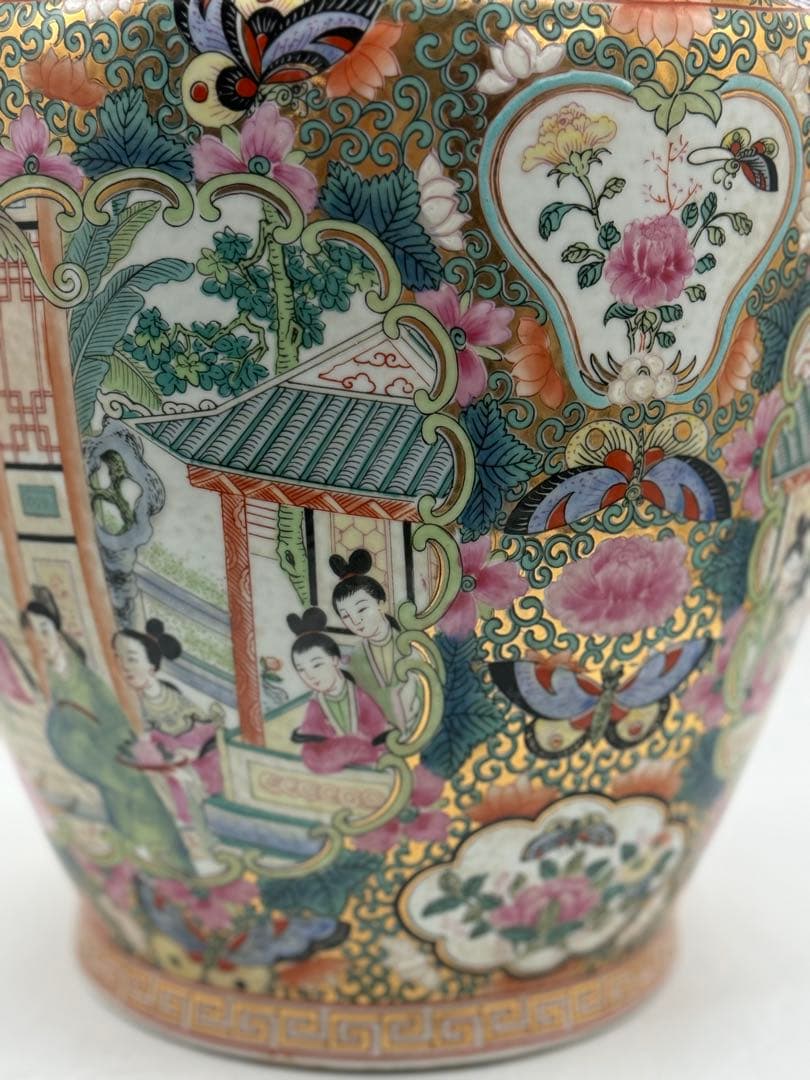 中国　粉彩　人物紋大瓶　大清乾隆年製銘　送料込み250609