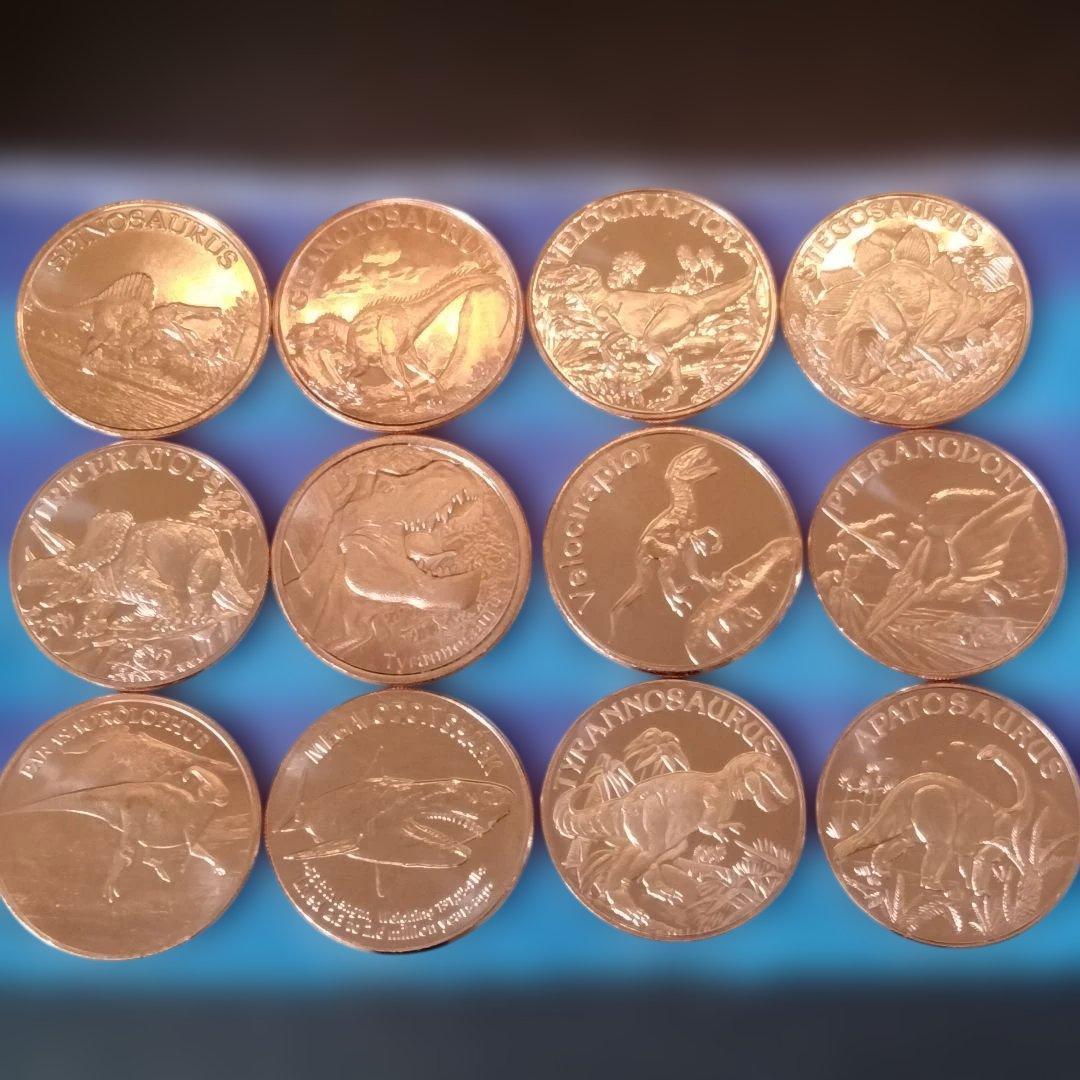 レア品 恐竜 銅貨 ラウンド 1オンス 純銅