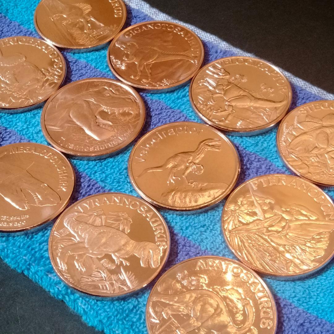 レア品 恐竜 銅貨 ラウンド 1オンス 純銅