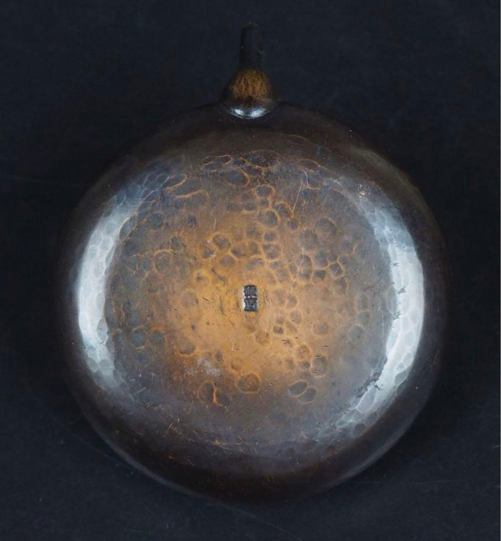 送料無料　明治金工 華石作 鎚目梅花模様水滴 珍品書道具