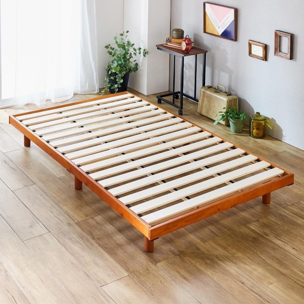アイリス ベッド ベッドフレーム シングル 2段階天然木 すのこベッド ブラウン