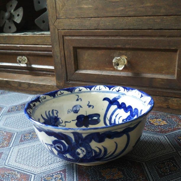 器 ★安南 呉須 染付 バッチャン焼 鳳凰 鳥 龍 麒麟 朱雀 鉢 骨董 皿