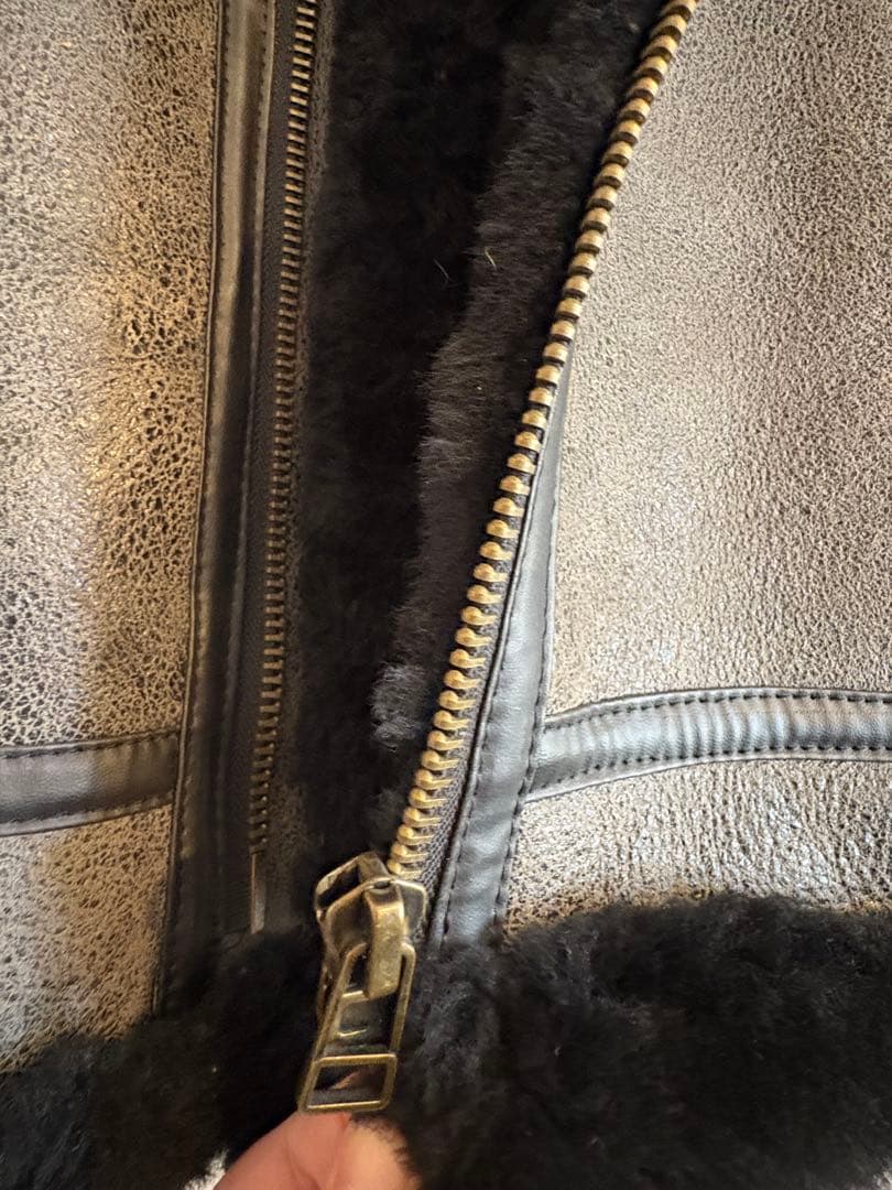 羊革　フライト　レザー　ムートン　B-3 ライダース　ジャケット　　黒