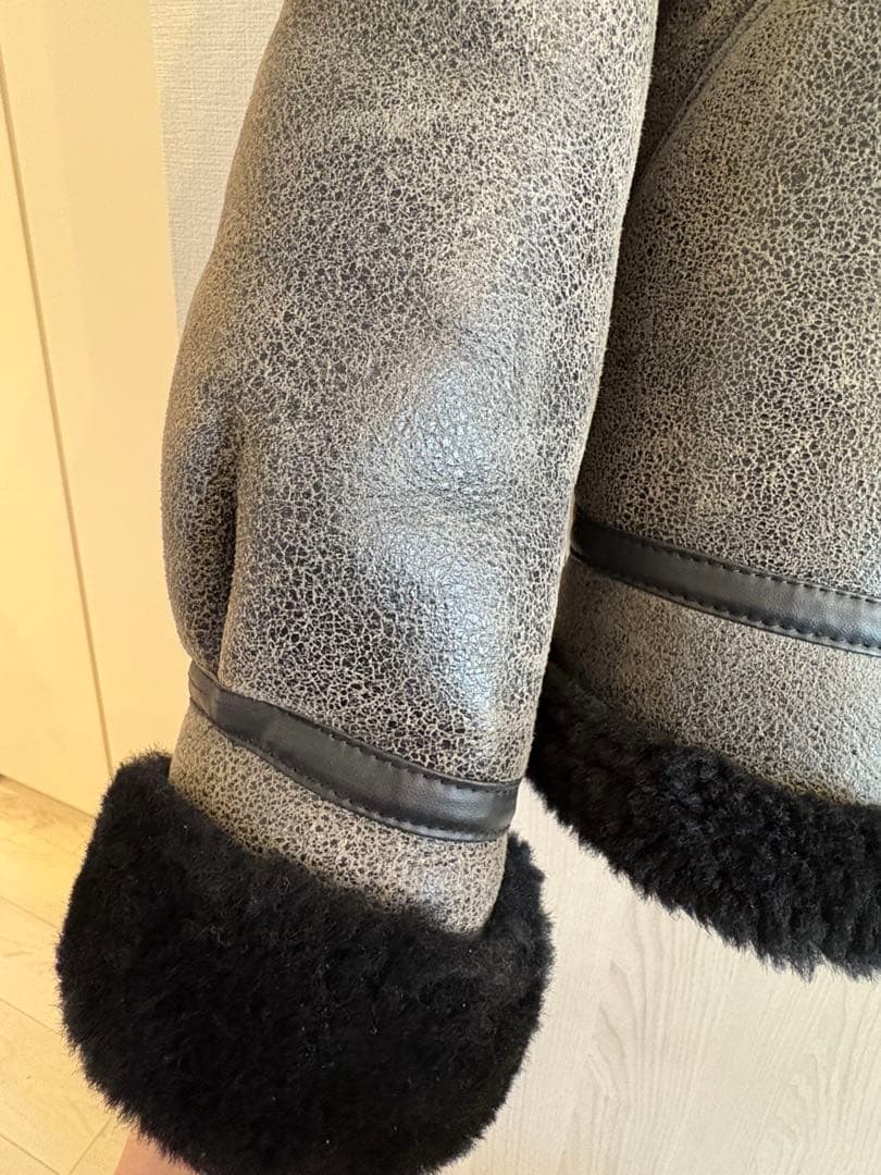 羊革　フライト　レザー　ムートン　B-3 ライダース　ジャケット　　黒