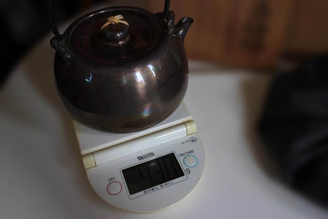北村静香作　南鐐鉄の釣湯沸　共箱　純銀銀瓶430g　 急須茶道具茶器茶托茶碗茶筒
