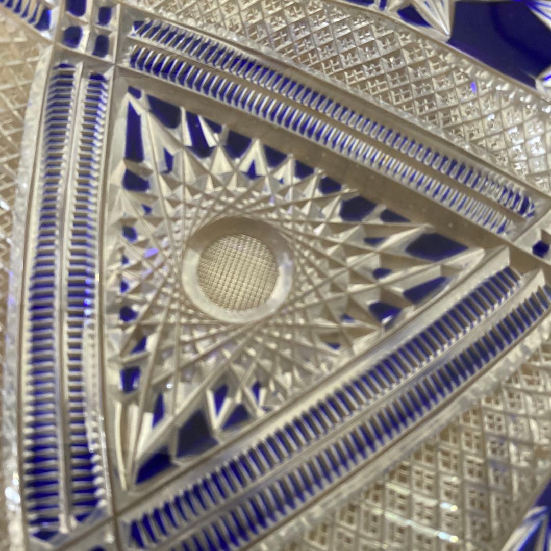 切子硝子　江戸切子　薩摩切子　ブルー鉢　ボール