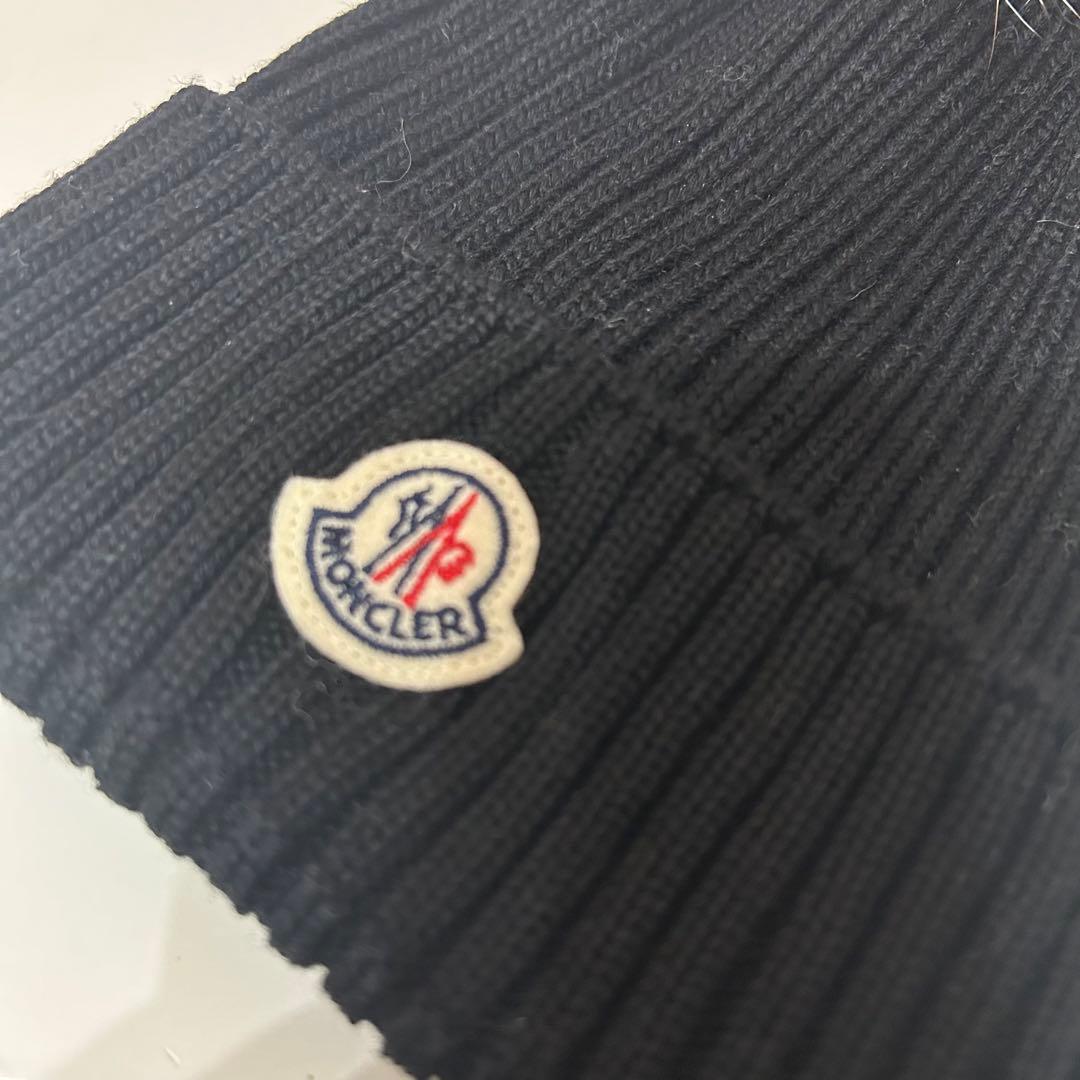 uniqueさま専用【美品】MONCLER 黒 ニット帽 ファー付き
