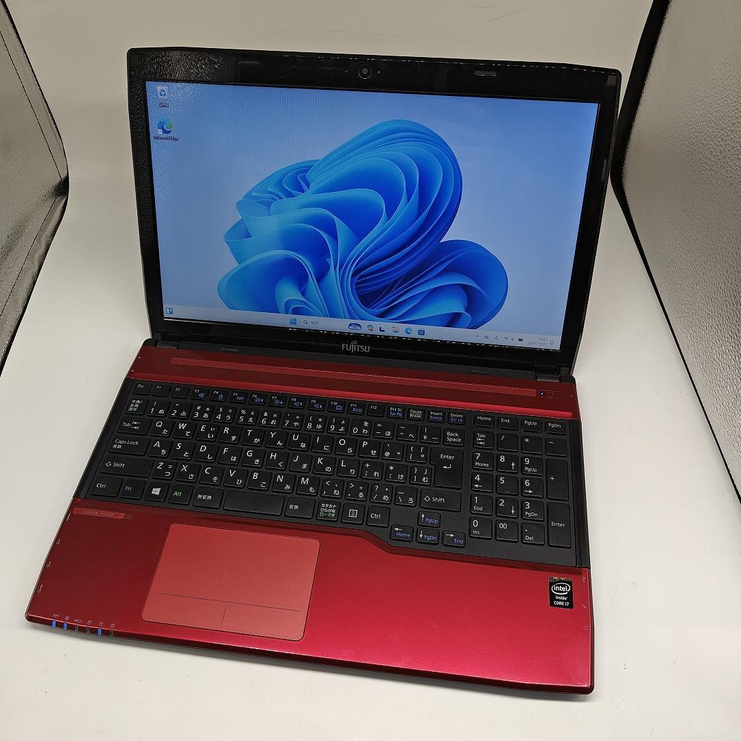 【富士通】AH53 爆速i7 SSD256GB 8GB レッド ノートPC