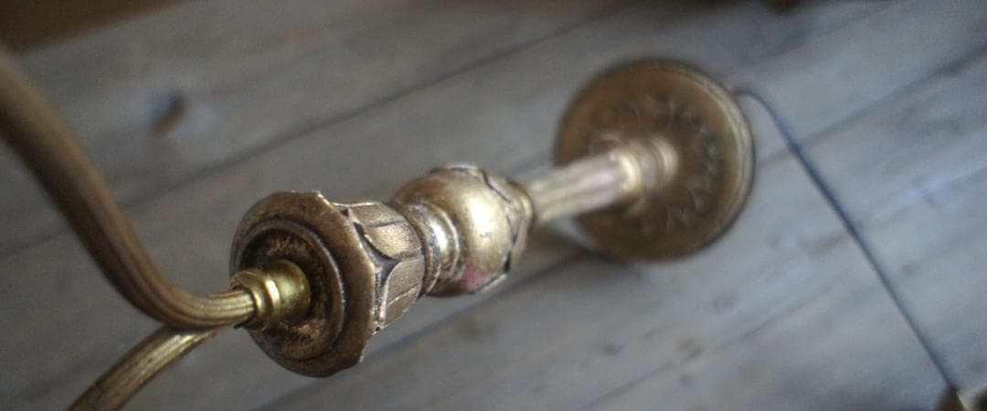 フランスアンティーク　木製スタンド　ランプ　照明　PARIS　ブロカント