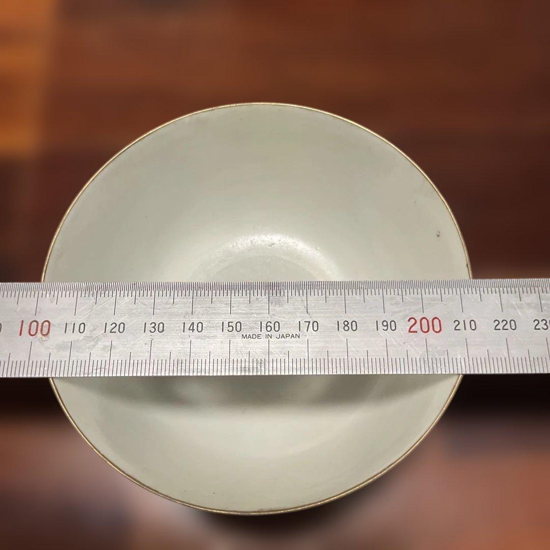 中国民国時代の黄色の茶碗 鳥と花の絵柄