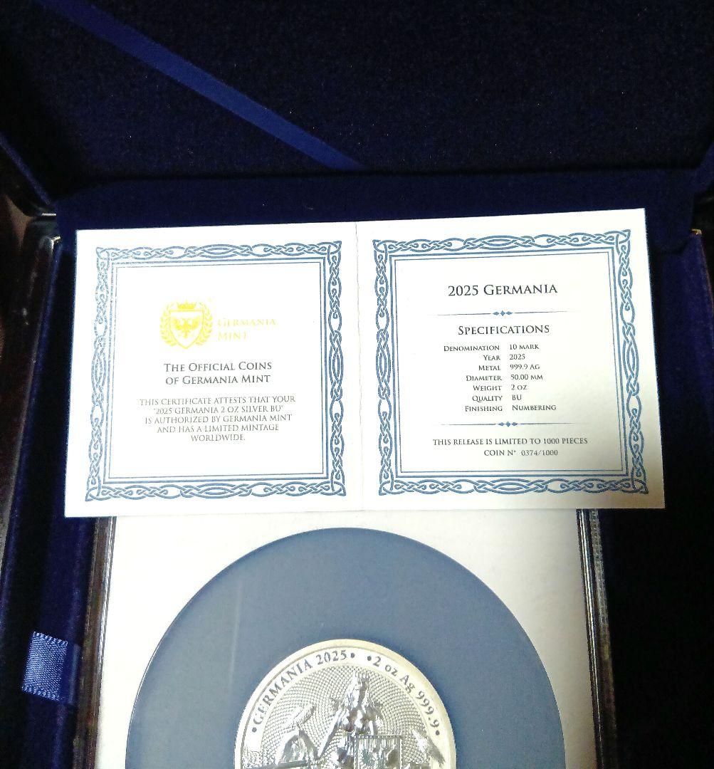 NGC 2025 MS70 ゲルマニア 2オンス 銀貨 希少　1000枚限定