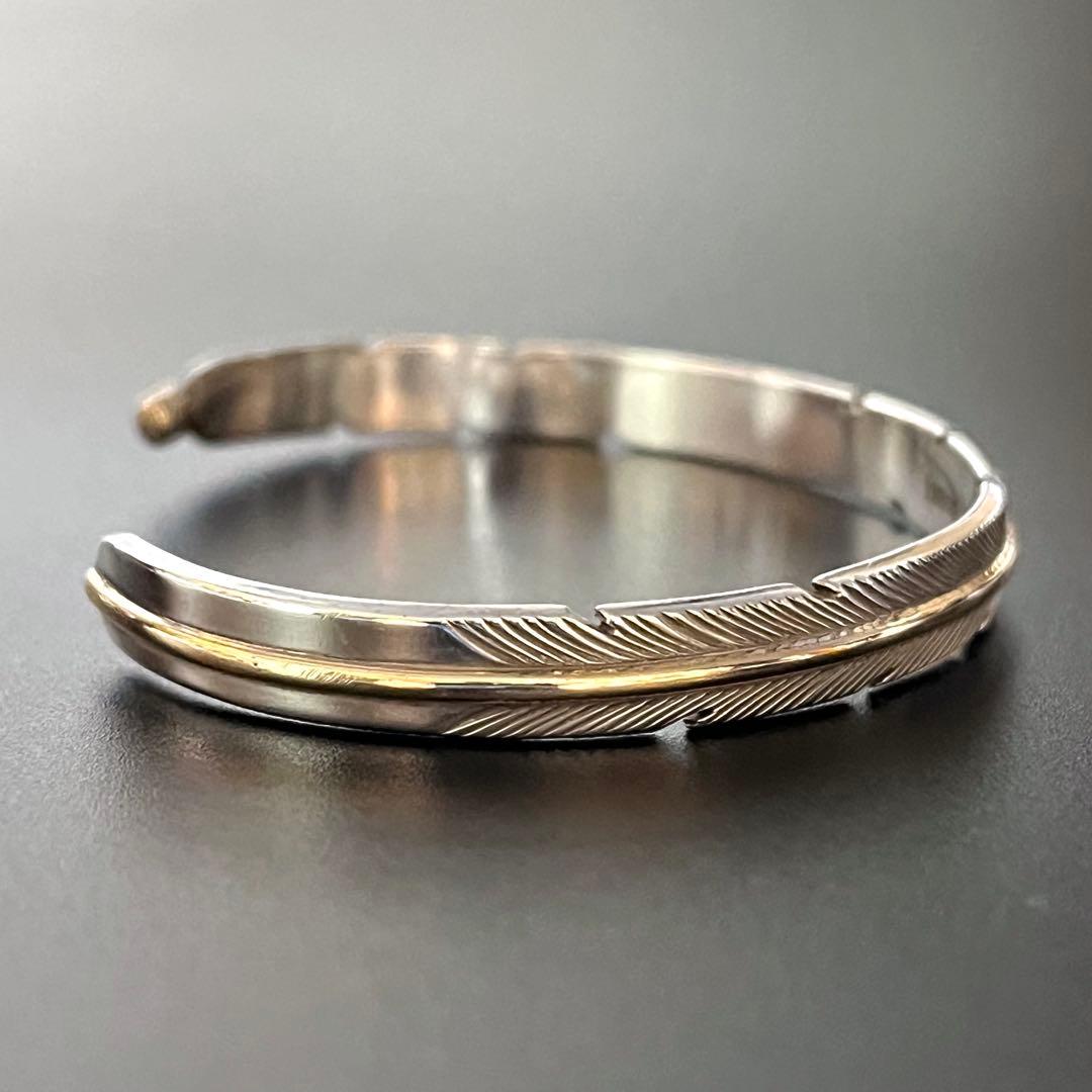 ナバホ ハーヴィーメイス 12KGF フェザー バングル インディアンジュエリー