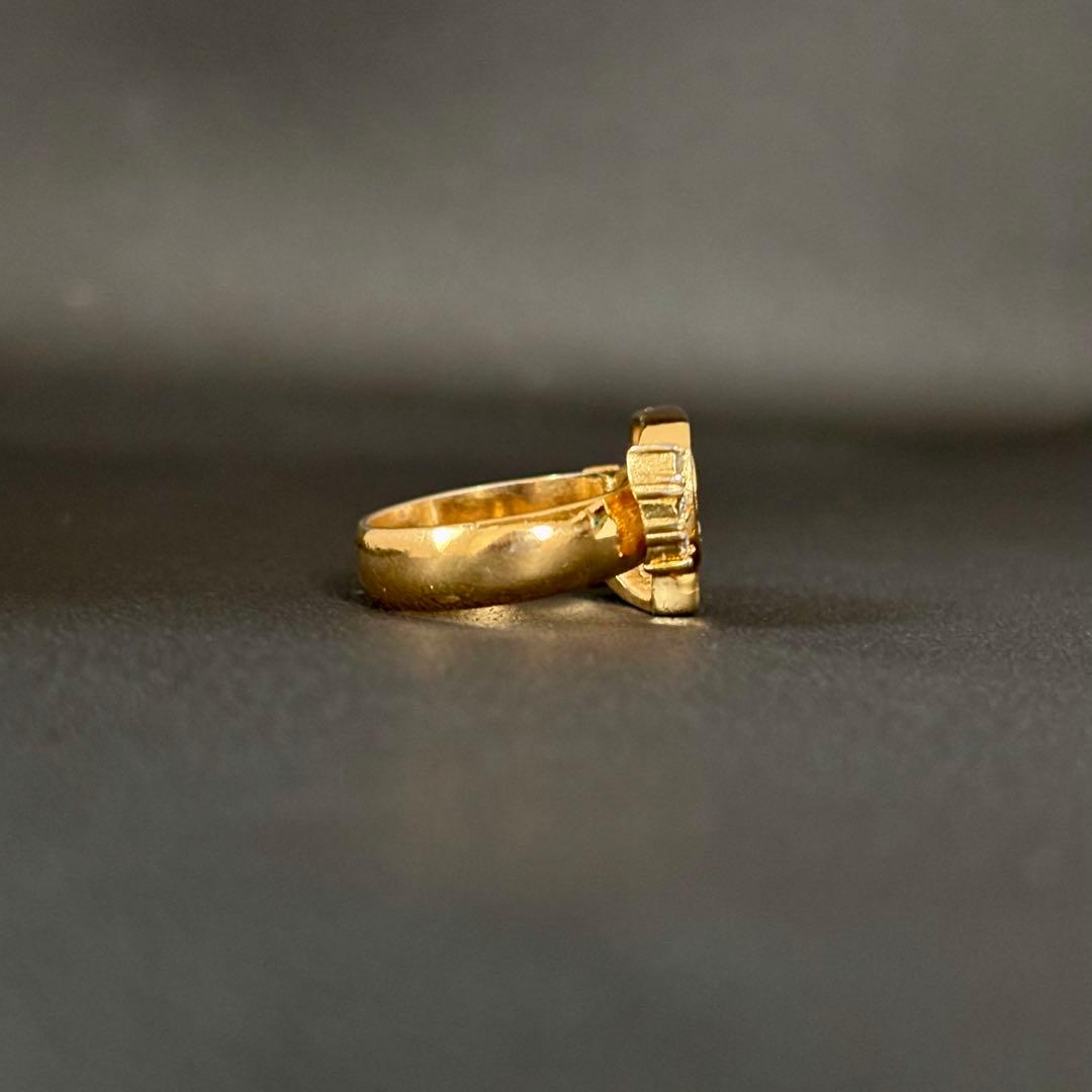 【良品】【クリスチャンディオール】CD ロゴ ラインストーン リング 12号