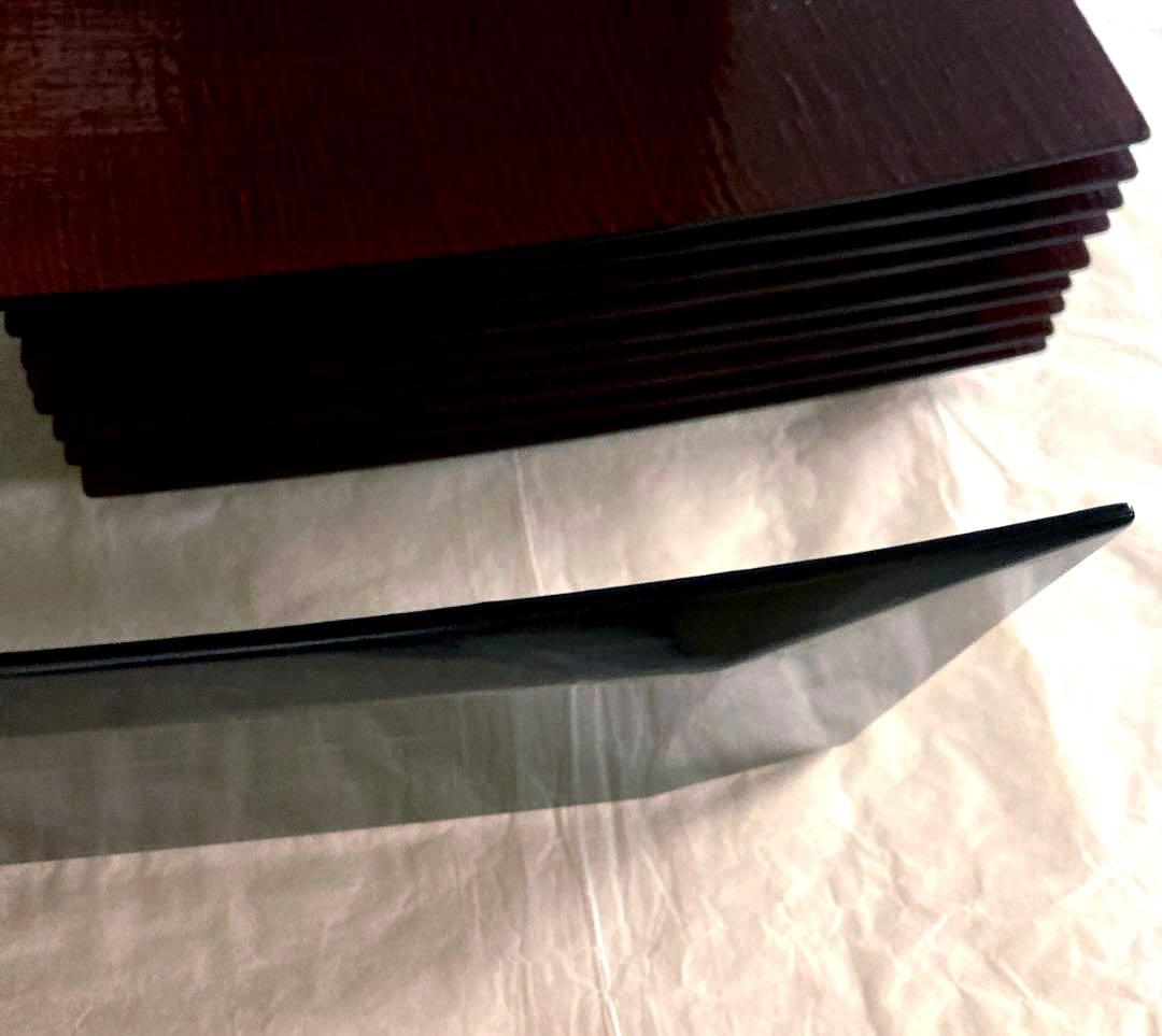 輪島塗　山崖宗陽造　溜塗布目盛器　10客　長皿　長角皿　共箱　美品