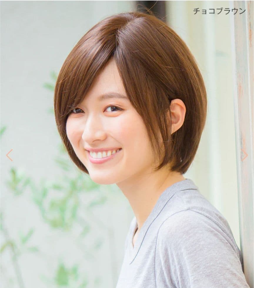 【リネアストリア】天使のマニッシュショート人毛MIXチョコブラウンM　ウィッグ