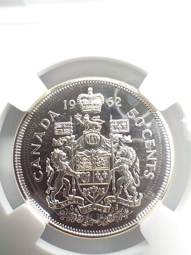 PCGS PL66 1962年 カナダ 50セント銀貨 ヤングエリザベス