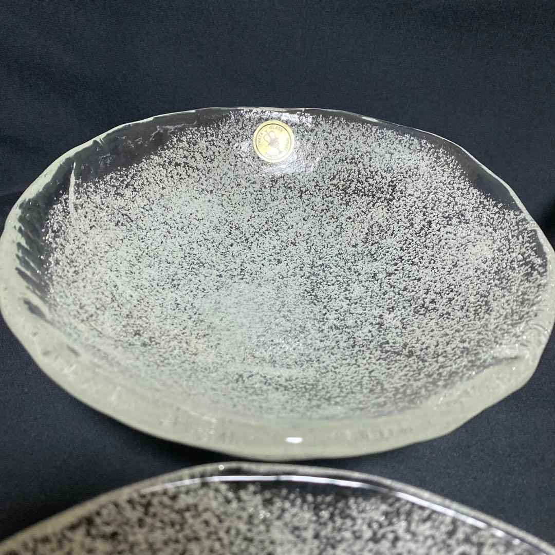 岩田ガラス　気泡　ガラス　浅鉢　深皿　6枚　未使用　美品