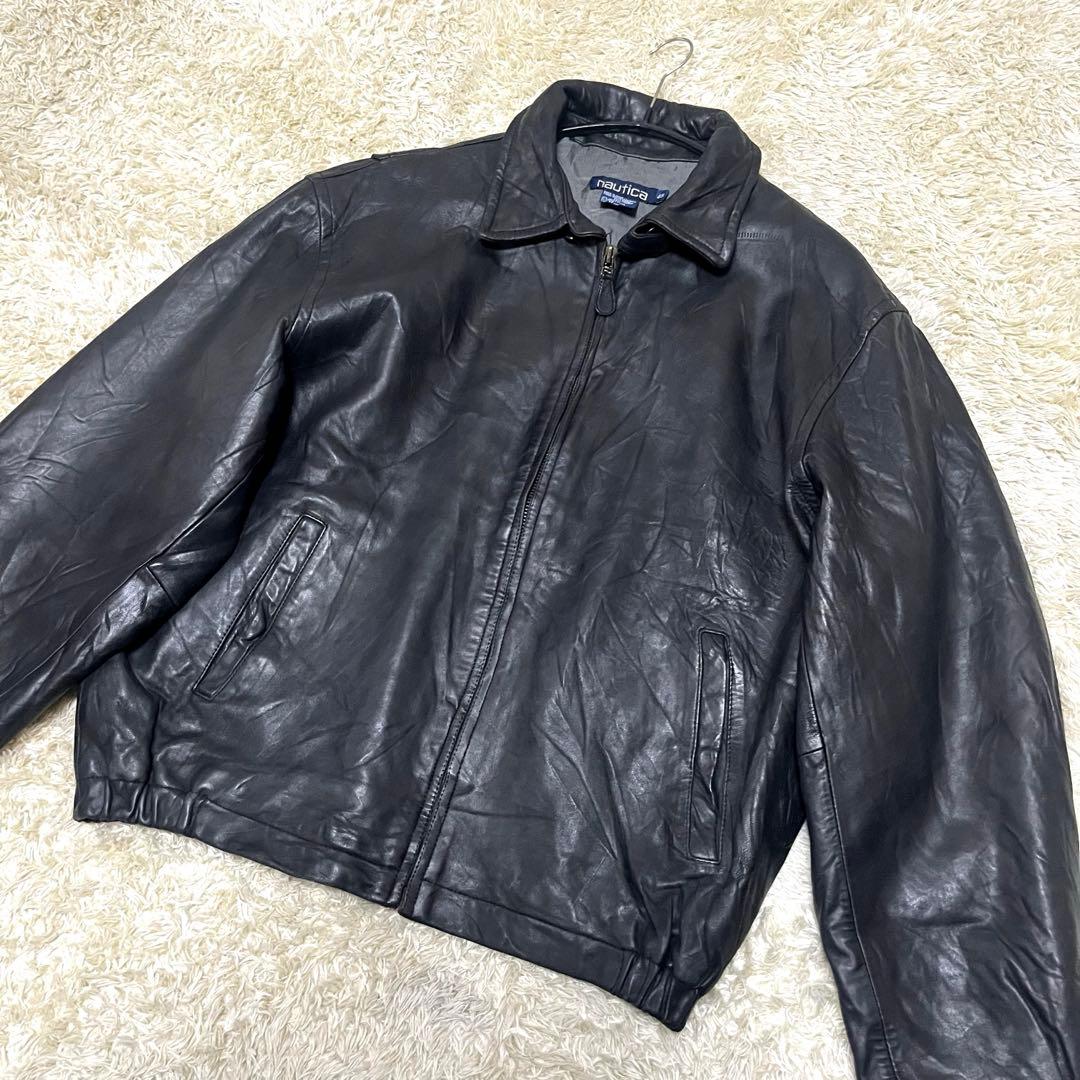 Nautica 名作 レザージャケット 90s　46　大きいサイズ　ノーティカ