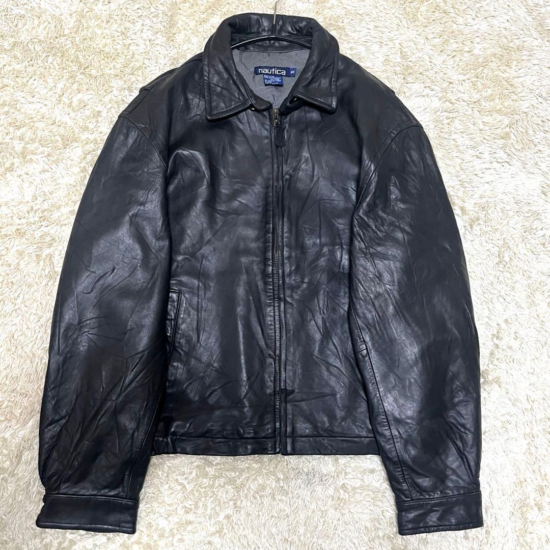 Nautica 名作 レザージャケット 90s　46　大きいサイズ　ノーティカ