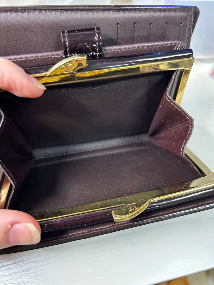 美品ヴィトン ヴェルニ ポルト フォイユ ヴィエノワ アマラント ガマ口