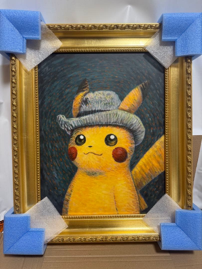 ゴッホピカチュウ　キャンバスアート　金枠　Sサイズ