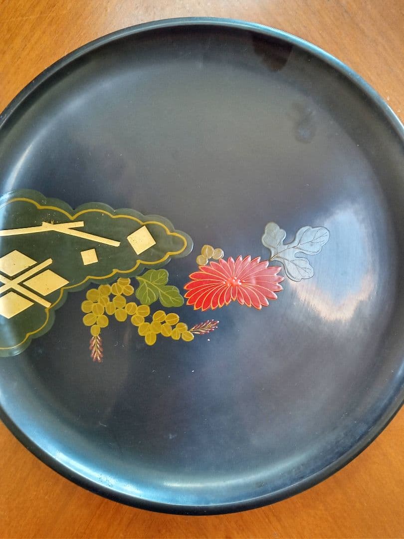 【美品】秀衡塗 高級 盛皿 菓子皿 漆器 花 漆塗り 皿 天然木