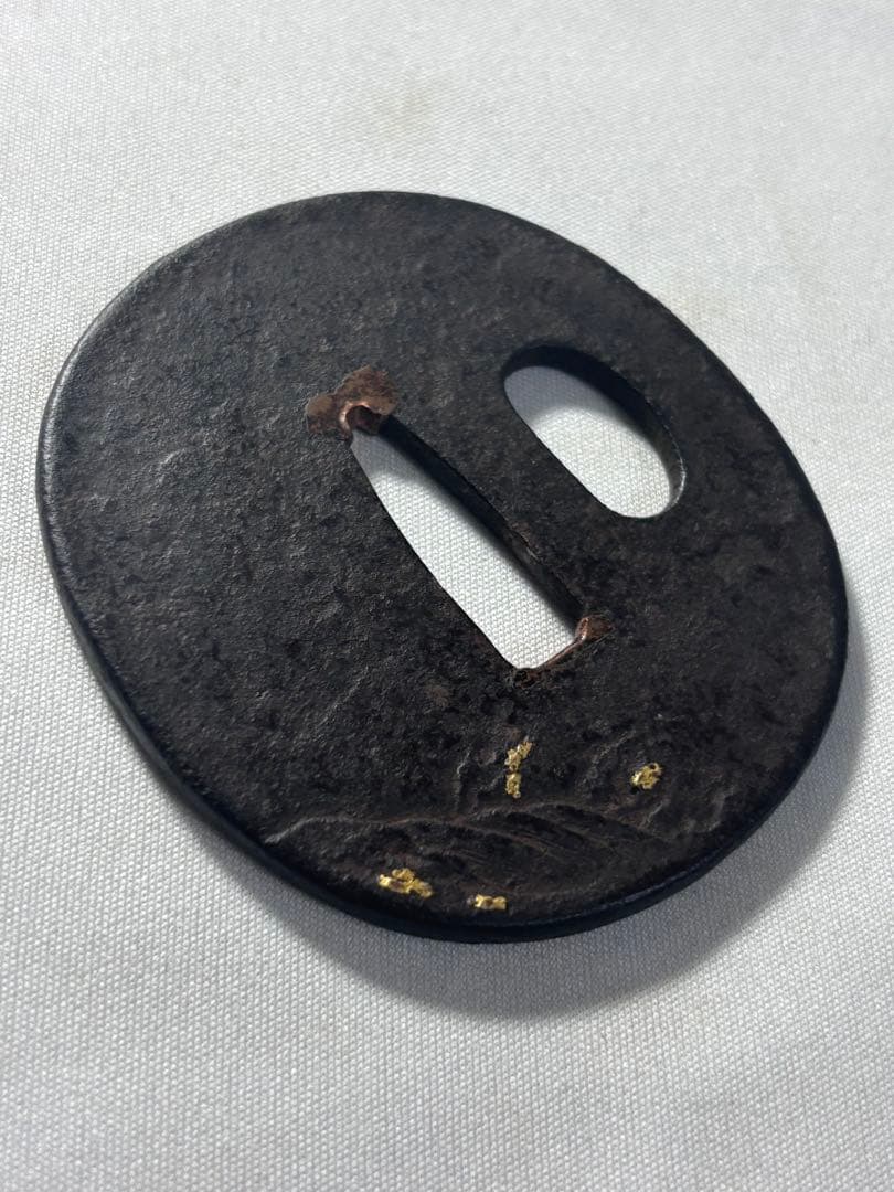 鐔鍔つば　見事な鉄味　山水風景図　風情のある図柄　金家　江戸時代