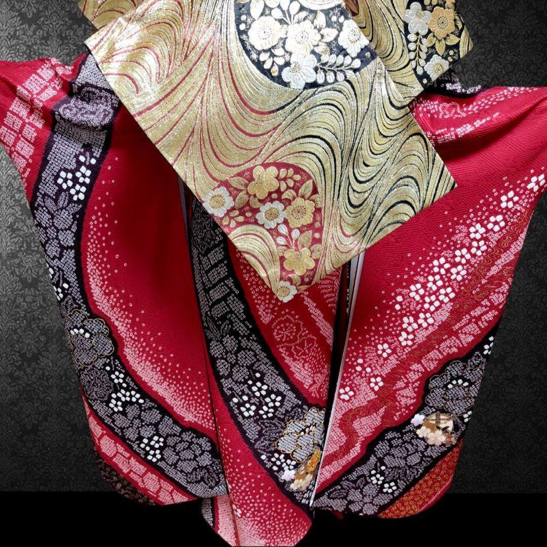 振袖フルセット(7点)・成人式・手絞り・京都きもの友禅・本絞り・豪華刺繍・逸品