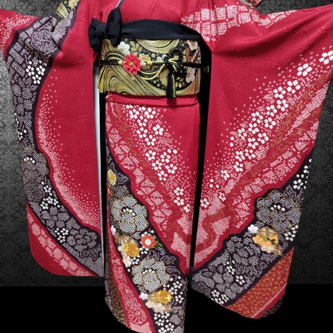 振袖フルセット(7点)・成人式・手絞り・京都きもの友禅・本絞り・豪華刺繍・逸品