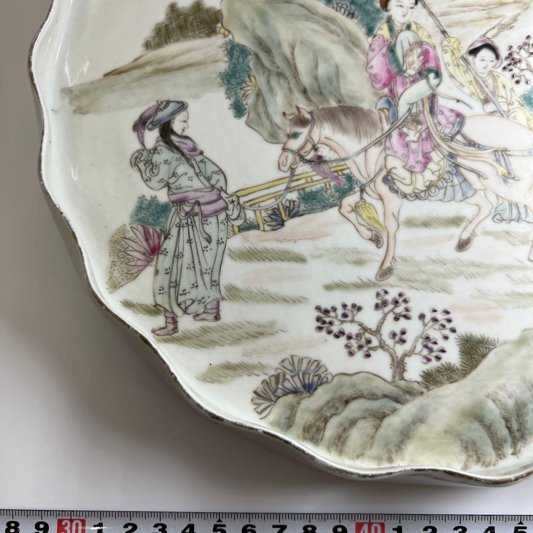中国清時代　粉彩人物画大皿　幅約27.5㎝　東Y7-0702⭐︎2Fトニエ