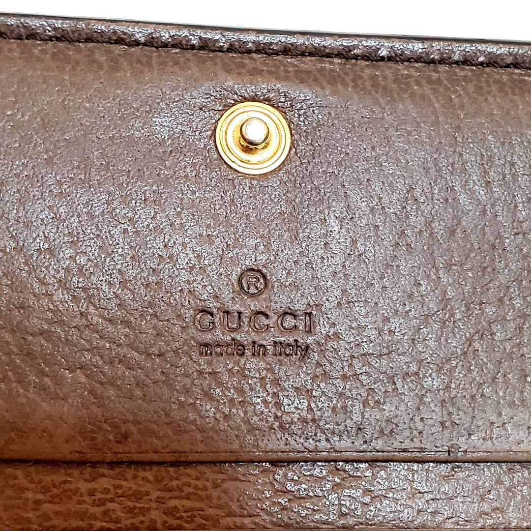美品 グッチ シェリーライン オフディア 二つ折り財布 小銭入れ付き 茶