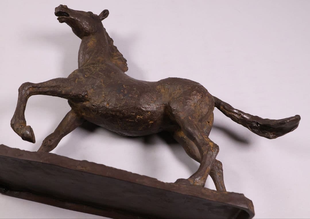 友澤正彦「春風」馬 1977年 銅製 ブロンズ 置物 6744g【MA623】