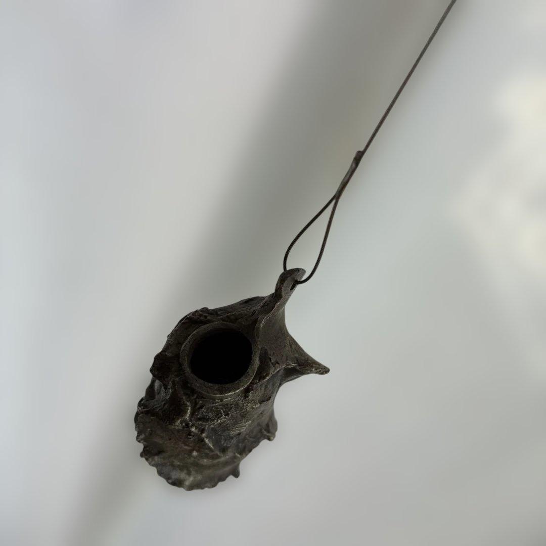 高岡銅器　ミノムシ　一輪挿し　いぶし銀