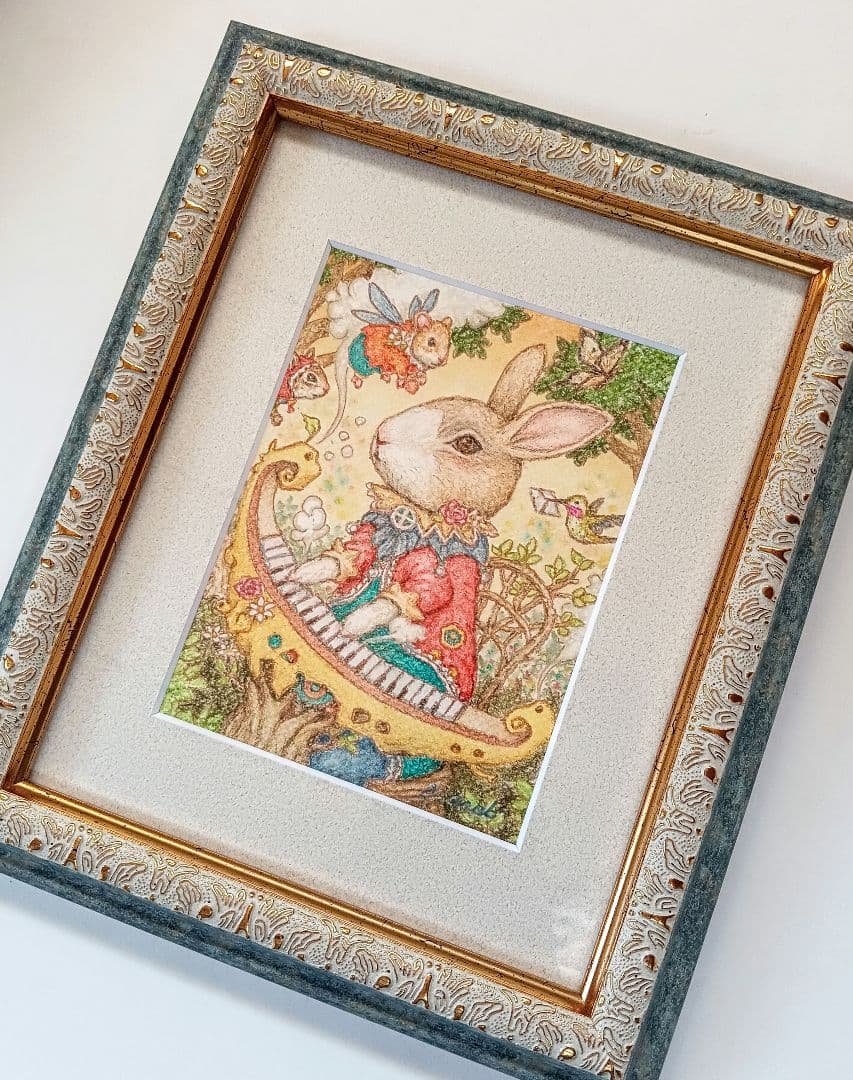 【原画】『共鳴する森の音』ウサギの絵　オルガン