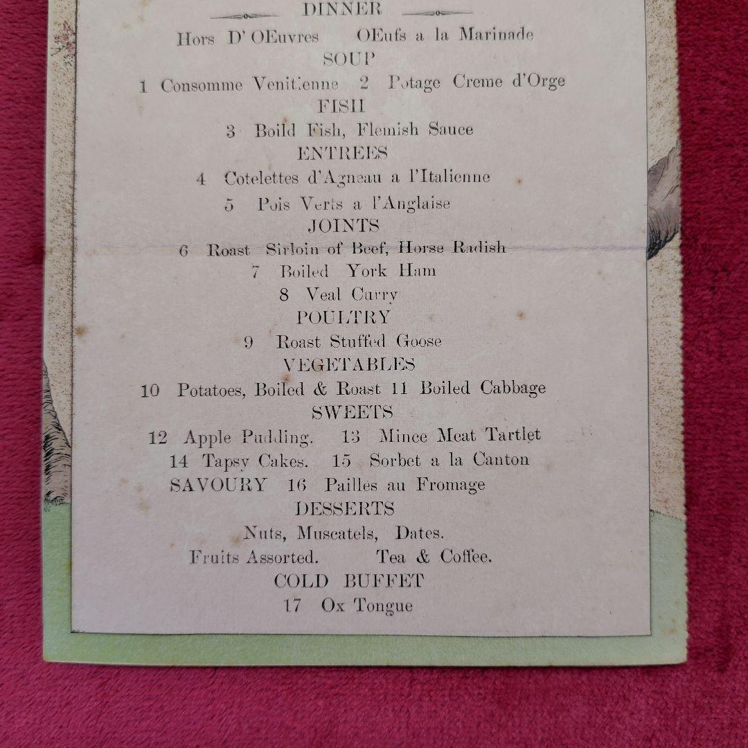 1907年 日本郵船 [ 春日丸 ] 献立表