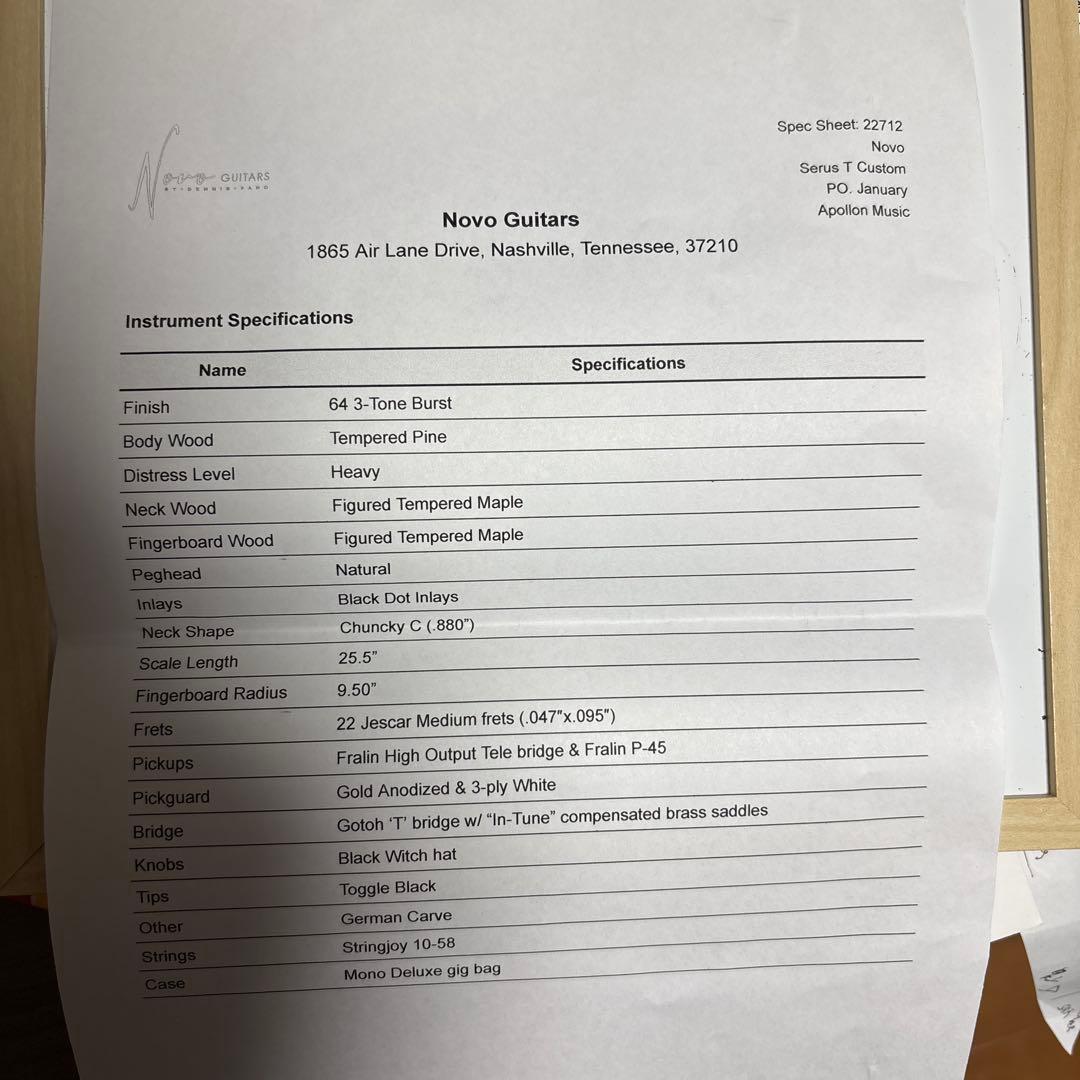 早い者勝ち Novo Serus Tエレキギター サンバースト
