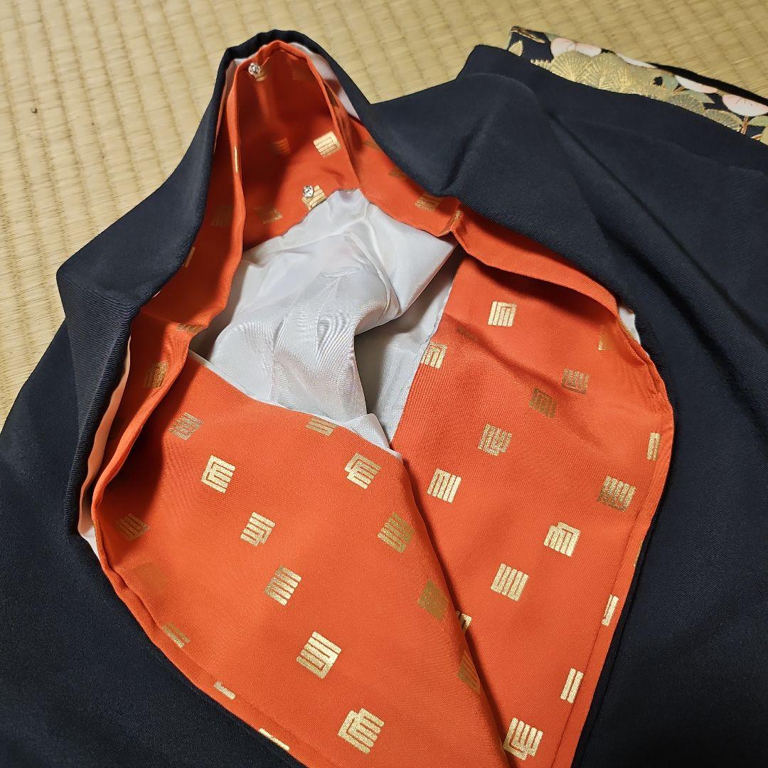 振袖 黒 墨黒 かぐや姫柄 着物